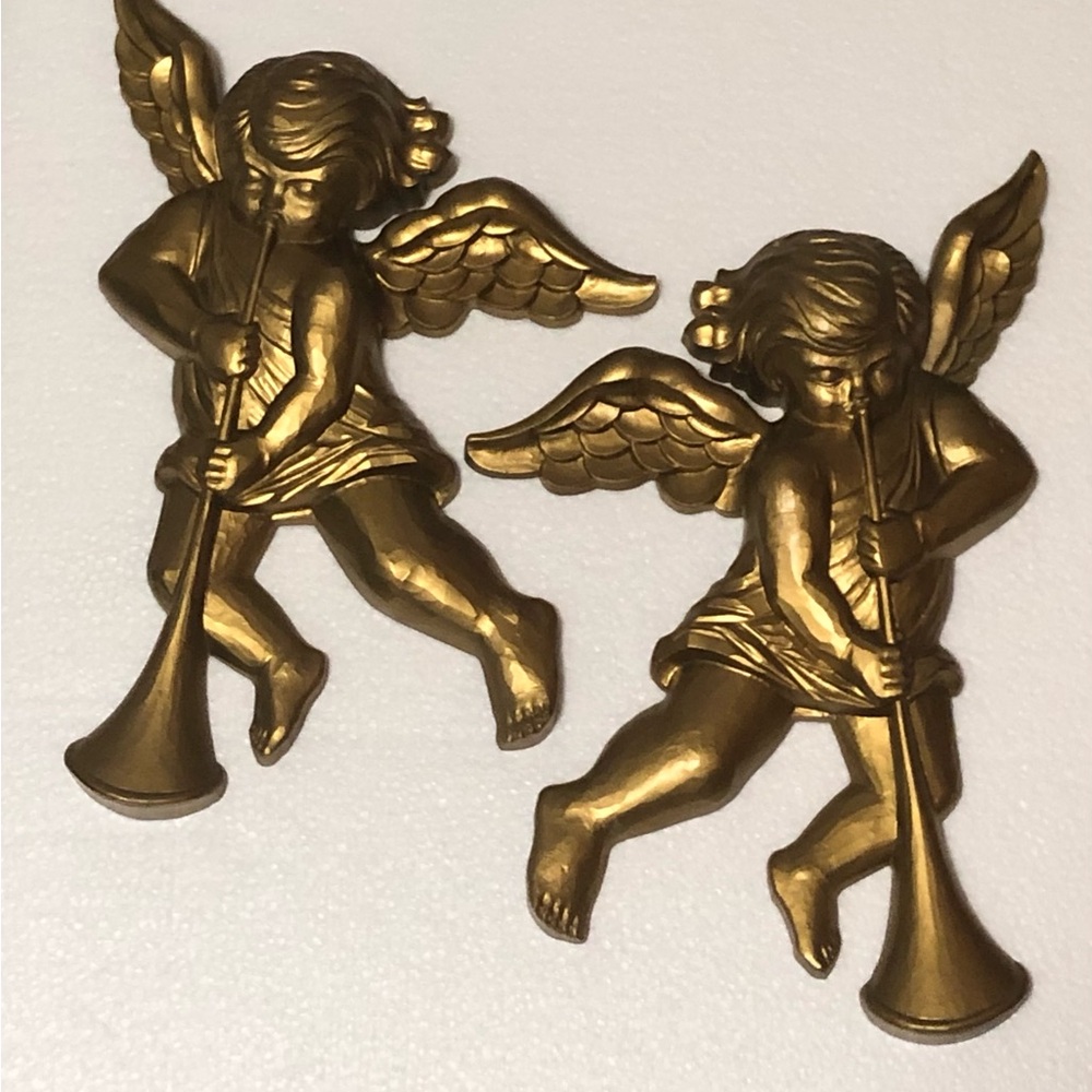 Dart USA Set of 2 Vintage Angel Cherub Wall Plaques Wall Hangings Decor